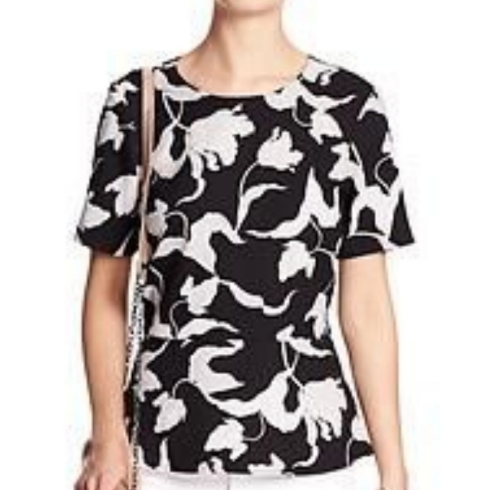 BANANA REPUBLIC BLACK WHITE FLORAL TOP WOMENS SIZE S